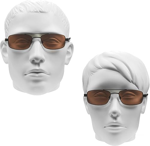 Miniatura 3 de proSPORT Lector de gafas de sol bifocales de aviador cuadrado Bloqueo de luz azul HD, lentes grises o ámbar.