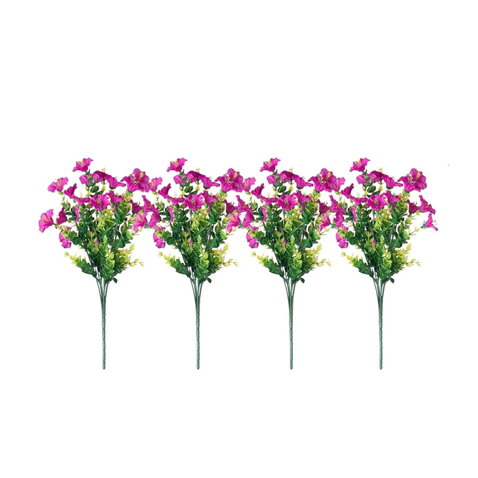 Yeobezn Artificial Buttercup Flowers 12PCS Artificial Flowers Morning Glory Flowers Outdoor Decoration Shrub Plants For Porch Farmhouse Garden Home Yard Decor(Purple Fuchsia)