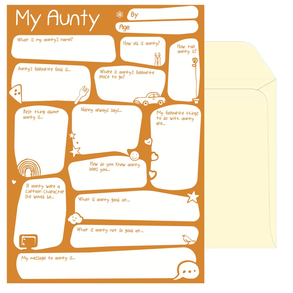 The Perfect Card and Gift in One for a Special Aunty's Birthday - Fun and Quirky Keepsake Card with Questions for Kids to Answer - Ideal for any special occassion or Just Because