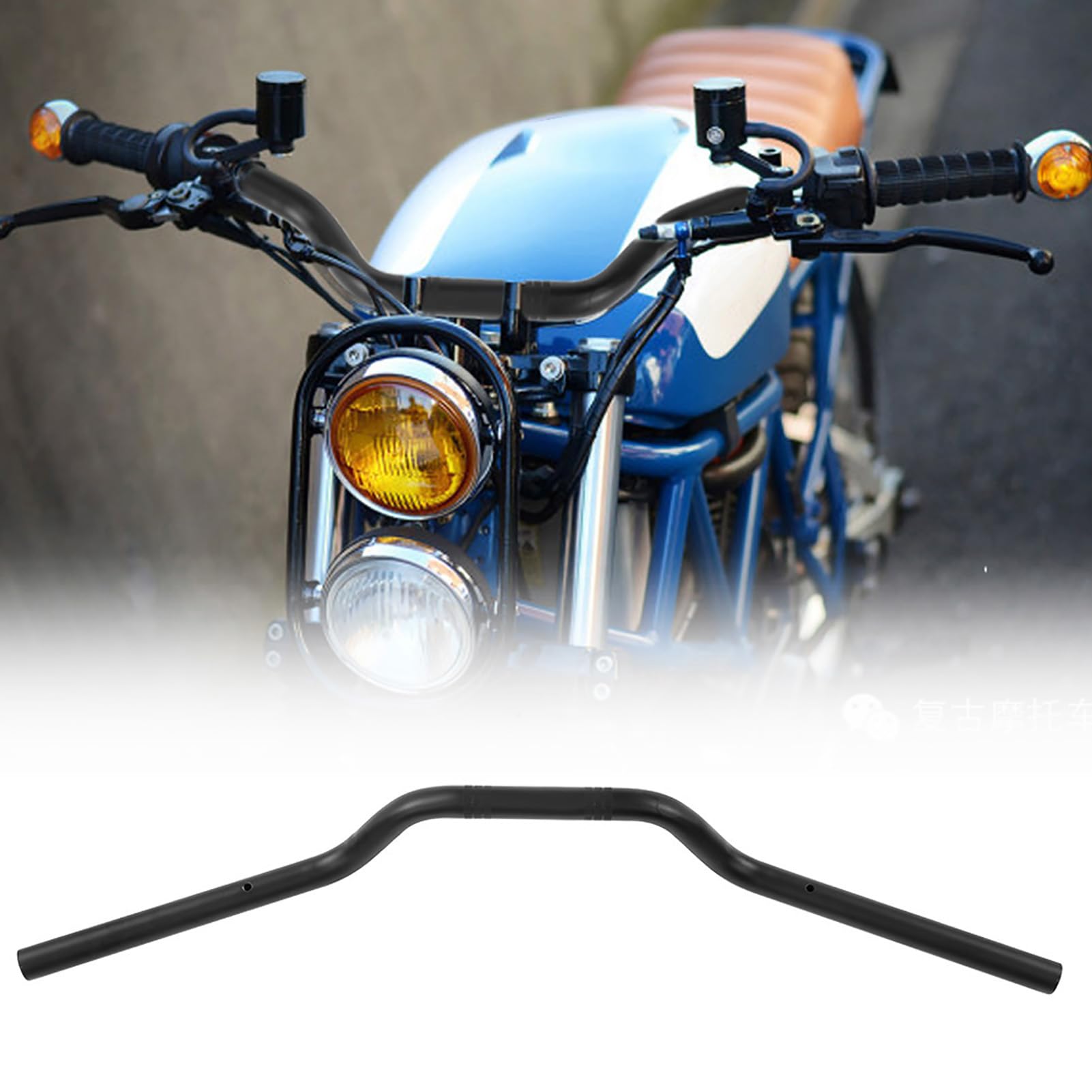 Kierownica Motocyklowa, 22mm Stalowa Kierownica Motocyklowa Tracker Przeciągnij część zamienną (Czarny)