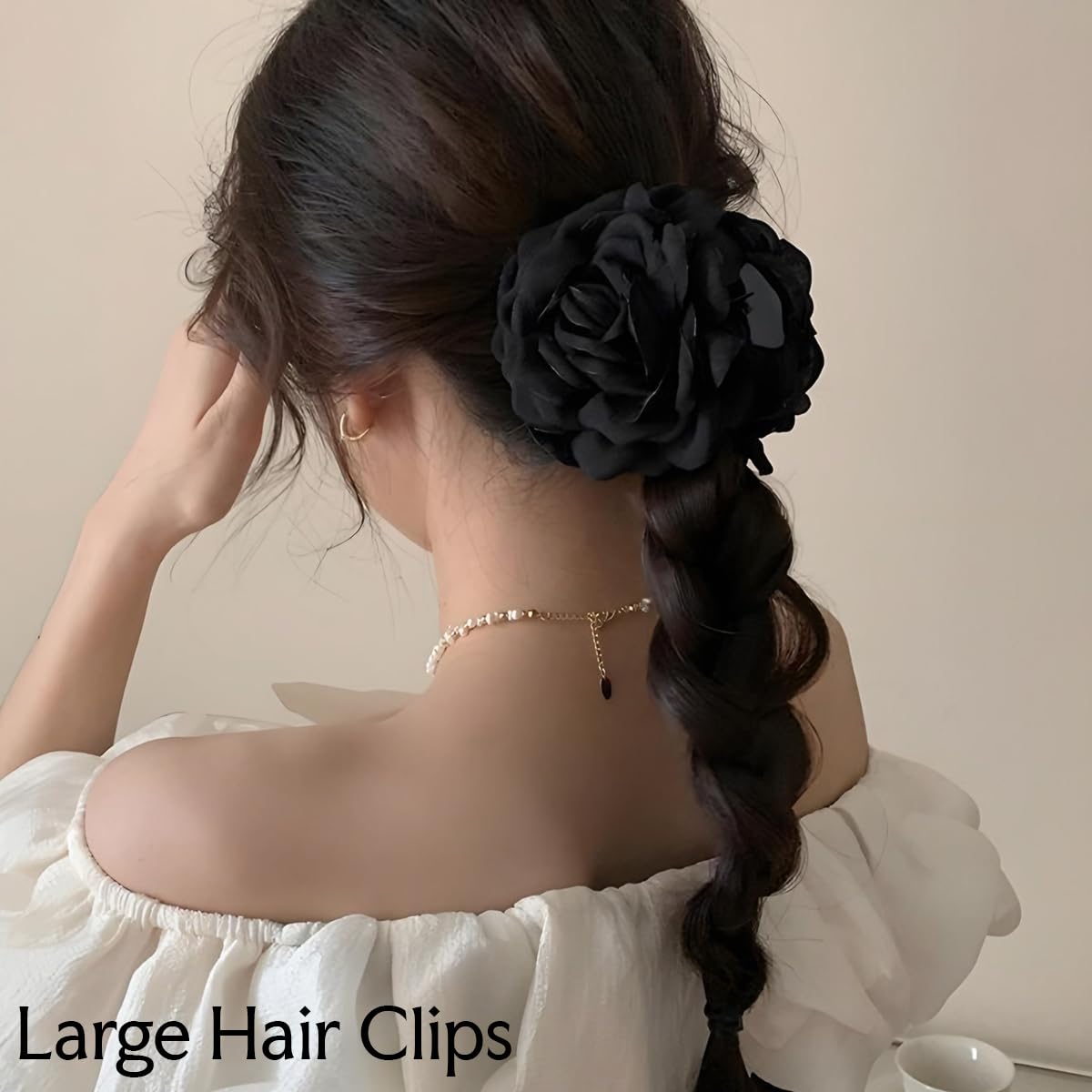 ZIBUYU 2 Pcs Flower Claw Clips, Large Non Slip Hair Clips for Women Girls, Elegant Handbags Hair Accessories for Women