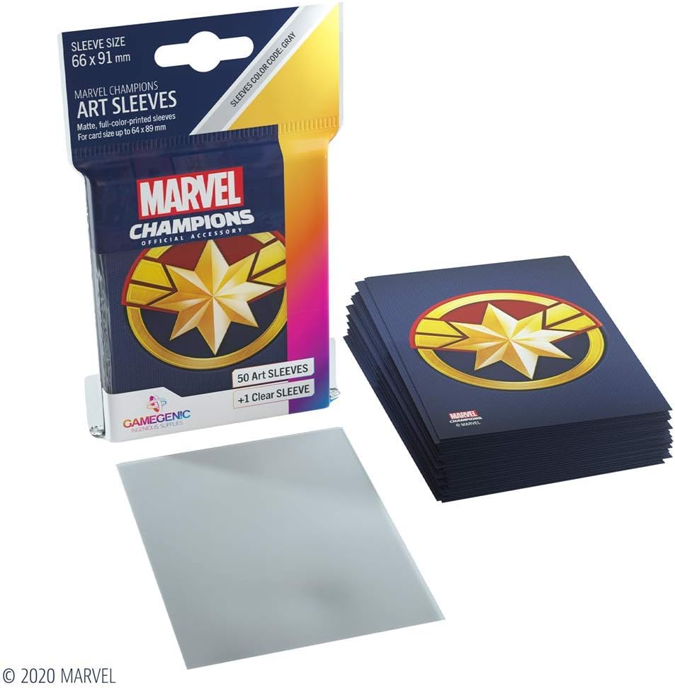 Gamegenic Marvel Champions The Card Game Official Captain America Art Sleeves - Pack of 50 Art Sleeves and 1 Clear Sleeve, Card Game Holder, Use with TCG and LCG Games, Made by Fantasy Flight Games
