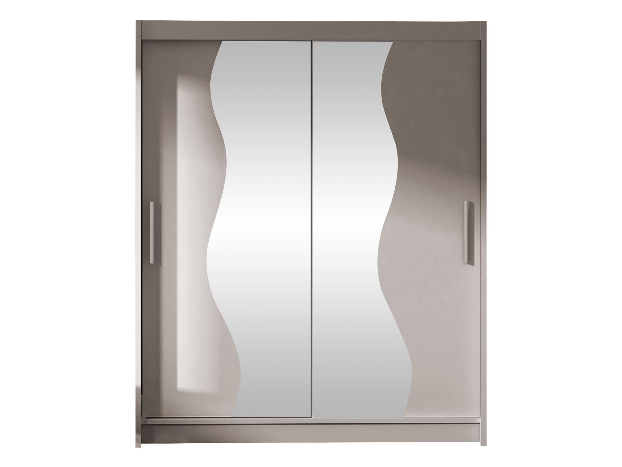 Mirjan24 Schwebetürenschrank Westa S mit Spiegel, Breite: 150cm, Kleiderschrank mit Kleiderstange und Einlegeboden Garderobenschrank (Cashmere/Spiegel, Ohne Beleuchtung)