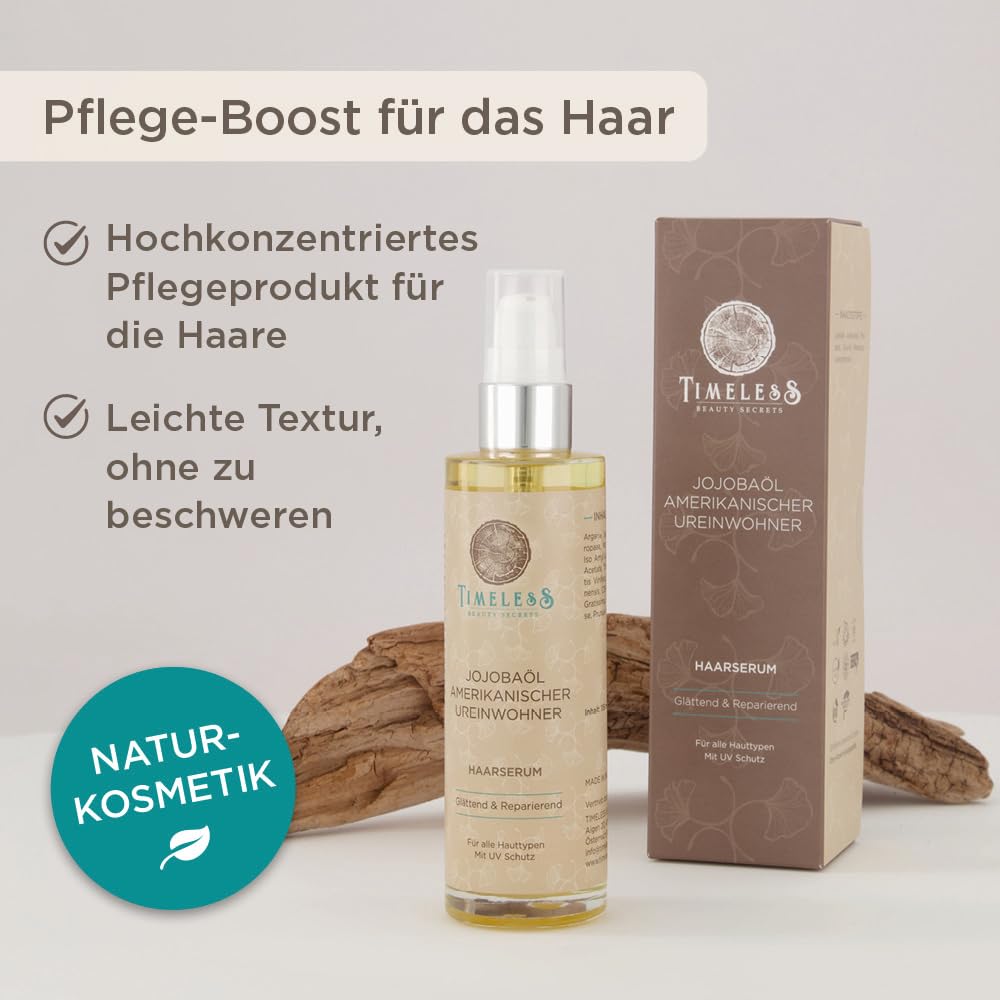 TBS Haarserum Jojobaöl Amerikanischer Ureinwohner - Für Intensive Feuchtigkeitsaufnahme, Entwirrt Verfilztes Haar und Verleiht Glanz