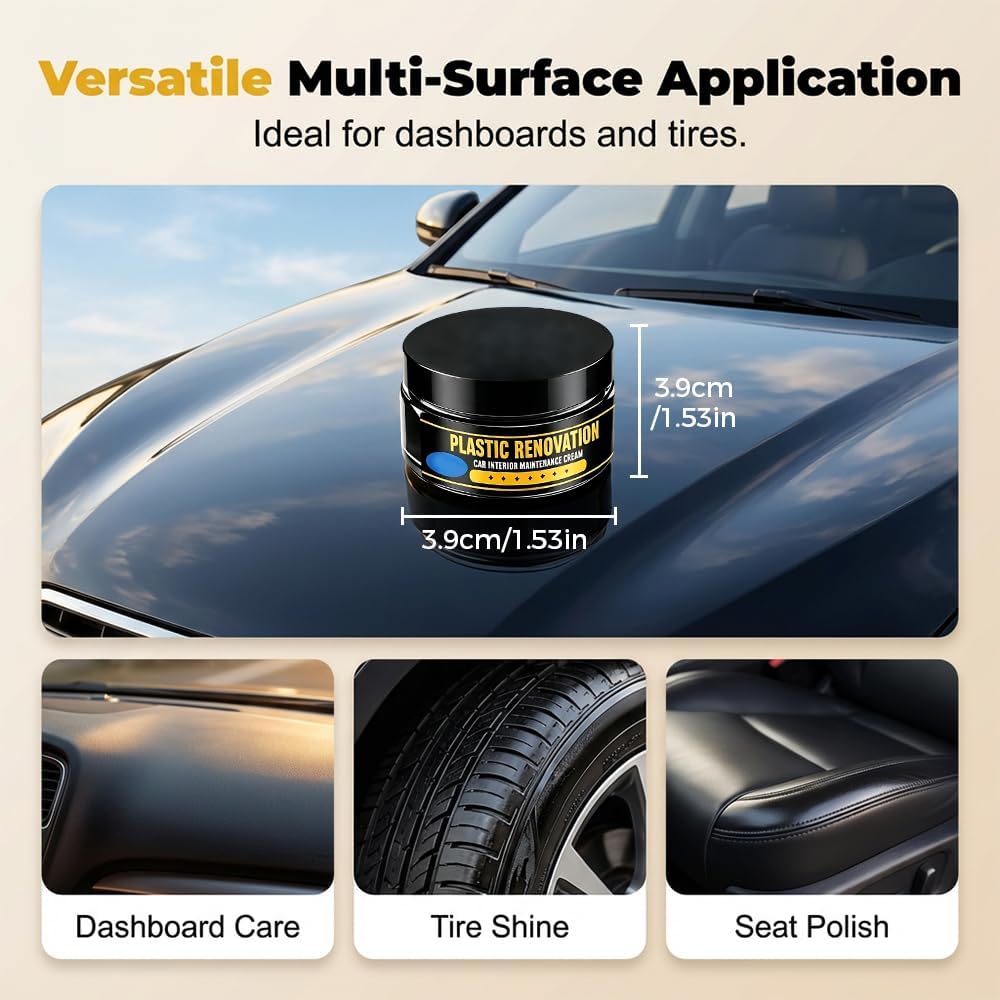 Tire Nourish Wax Cream, Powerful Wheel Cleaning Refurbish Wax, Tire Waxs, Car Tires & Plastic Trim Renewal Paste Restores Shine, for Car Trucks Motorcycles Tires (4pcs)