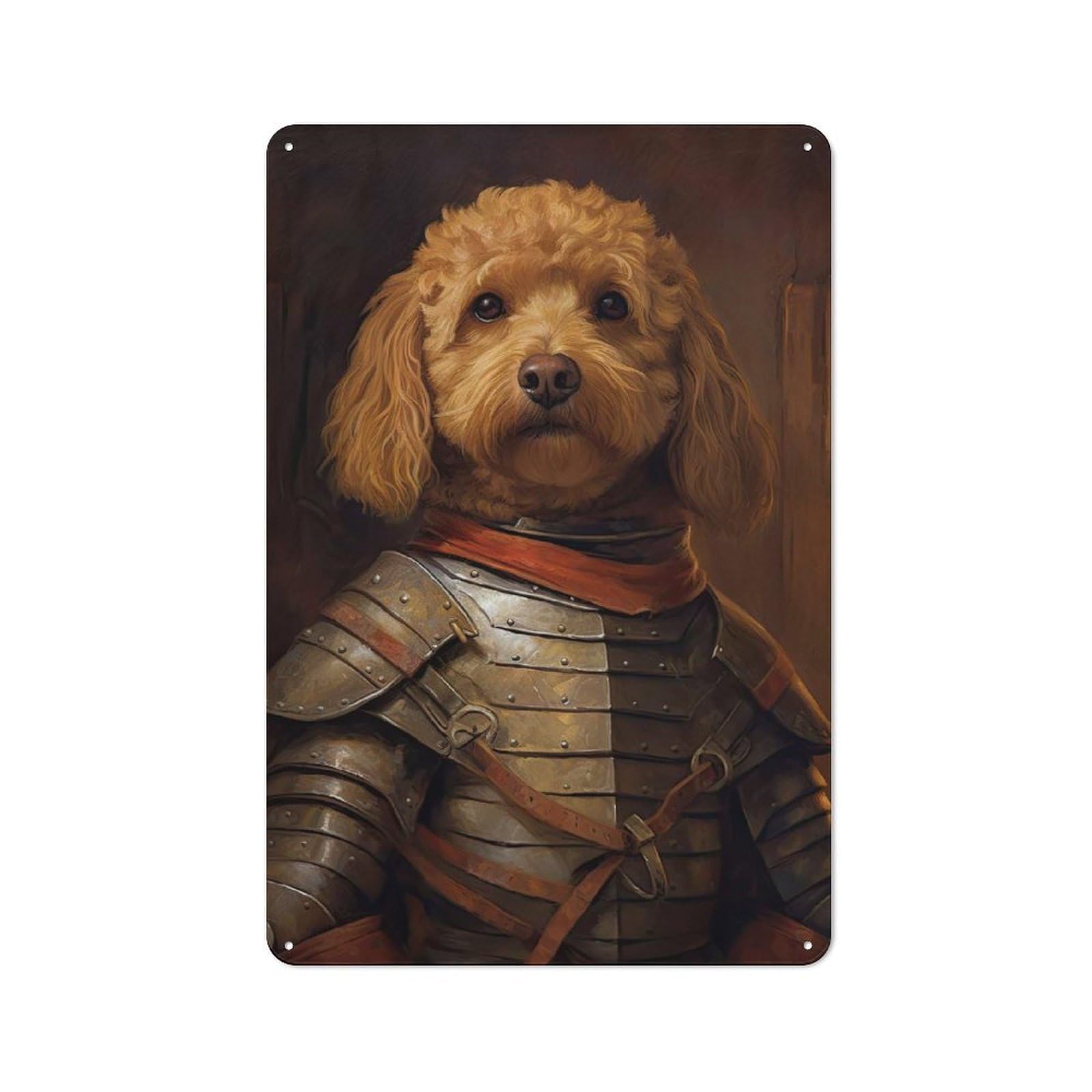 Junmoney Style-15 Goldendoodle In Armor Retro Metal Sign 30X20cm, Garage Style Shed Wall Plaque For Garage, Hobby Room, Office Or Man Cave