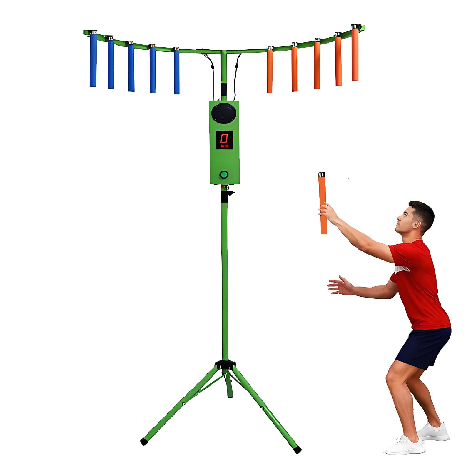 EpyGnom Reflex Stick Challenge Game, Adjustable Speed Hand-Eye Coordination Trainer Arcade Machine with LED Digital Display & Music Reaction for Party & Family Game Green