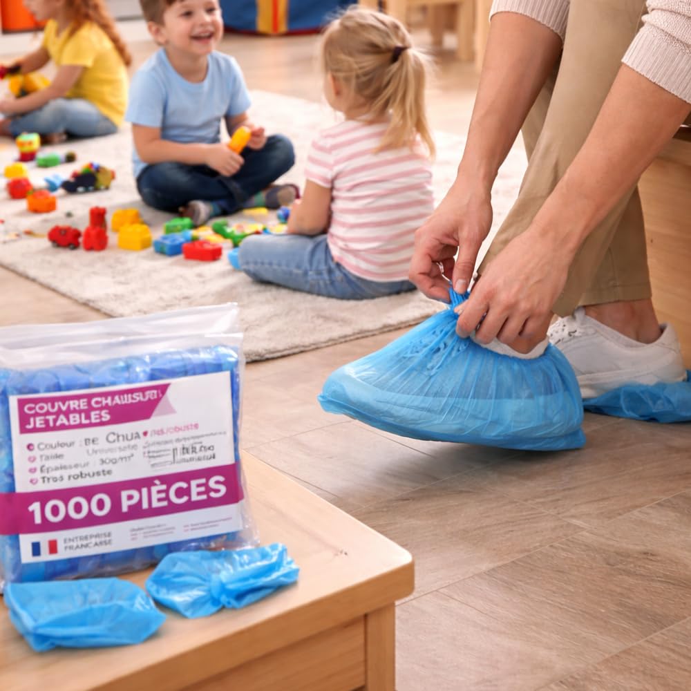 1000 Couvre-chaussures jetables résistants et imperméables - Surchaussures jetables en CPE - Nettoyage domestique - Jardinage