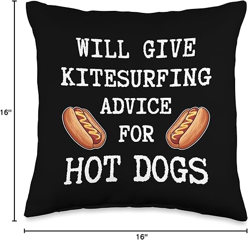 Miniatura 4 de Kitesurfing Gifts Kitesurfer Equipment Kitesurf Advice for Hot Dogs Sports - Almohada divertida de kitesurf, 16 x 16 pulgadas, multicolor