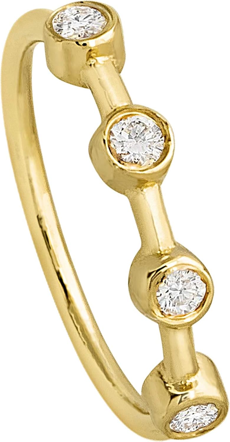Solid 20G 14Kt White/Yellow Gold Bezel Set 4-Stone Moissanite Nose Hoop Ring - Ear Cartilage Ring - April BirthStone Nose Ring Stud