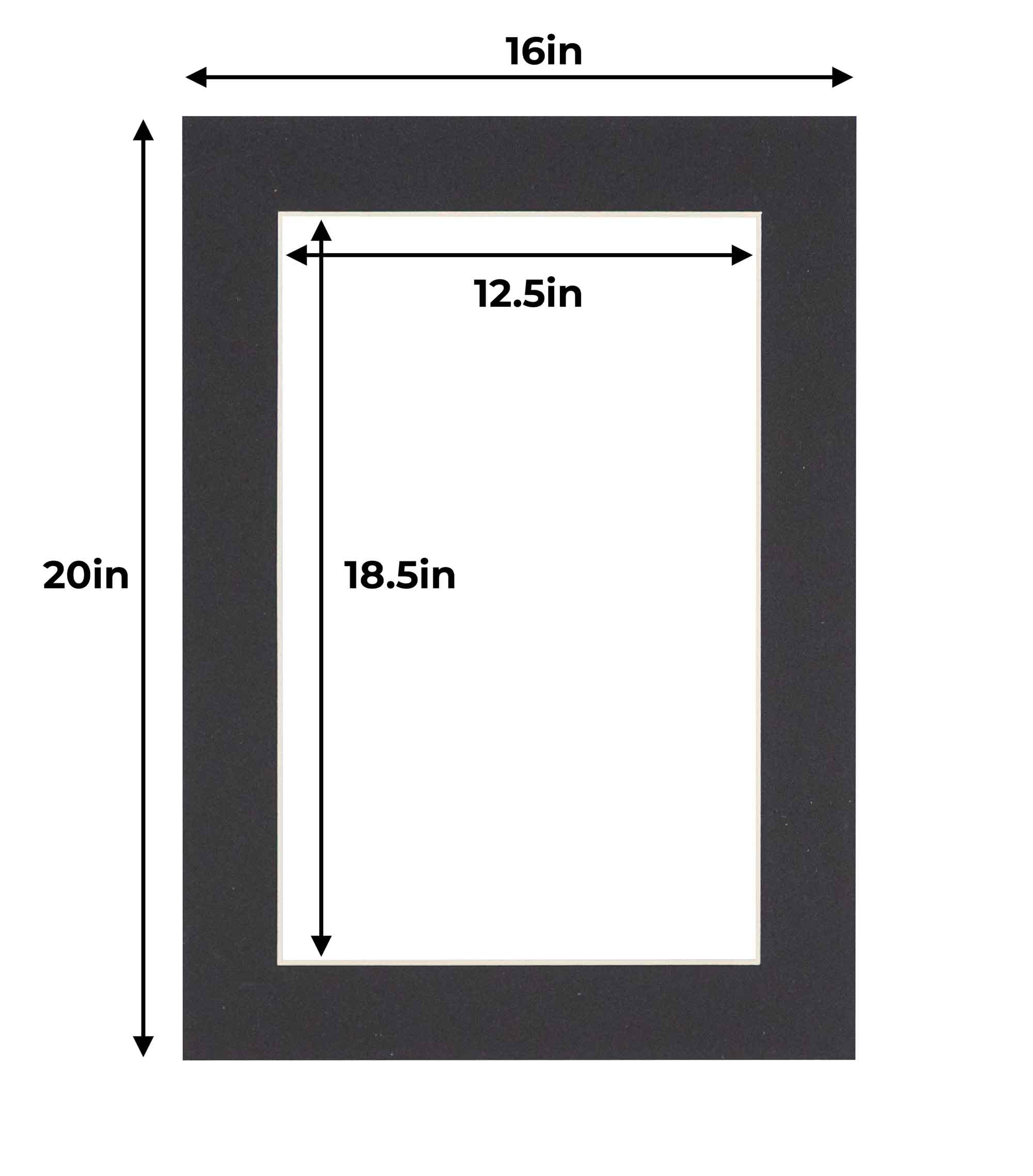 13x19 Black Matboard for 16x20 Picture Frame - Precut Mat Board Acid-Free Black 13x19 Photo Matte Made to Fit a 16x20 Picture Frame, Premium Matboard for Family Photos, Show Kits, Art, Picture