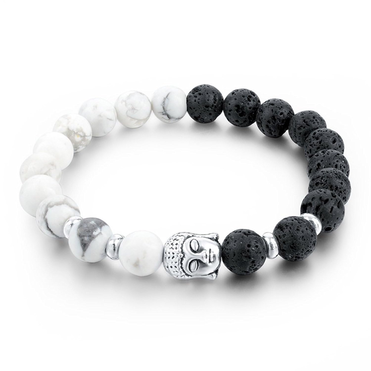 Divine Natural Lava Howlite Stone Buddha Beads Bracelet for Men-(9388b)