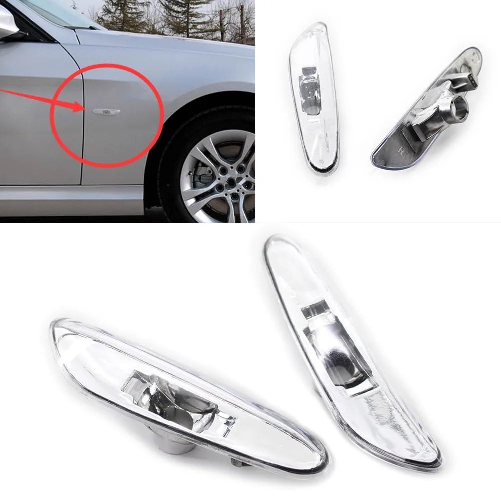 Intermitente Espejo Lateral 2 Uds Claro Indicador Lateral Coche Luz Señal Giro Cubierta Carcasa Lámpara Para BMW E46 3 Serie 4DR Sedan Wagon 2002-2005 Indicador Led Luces