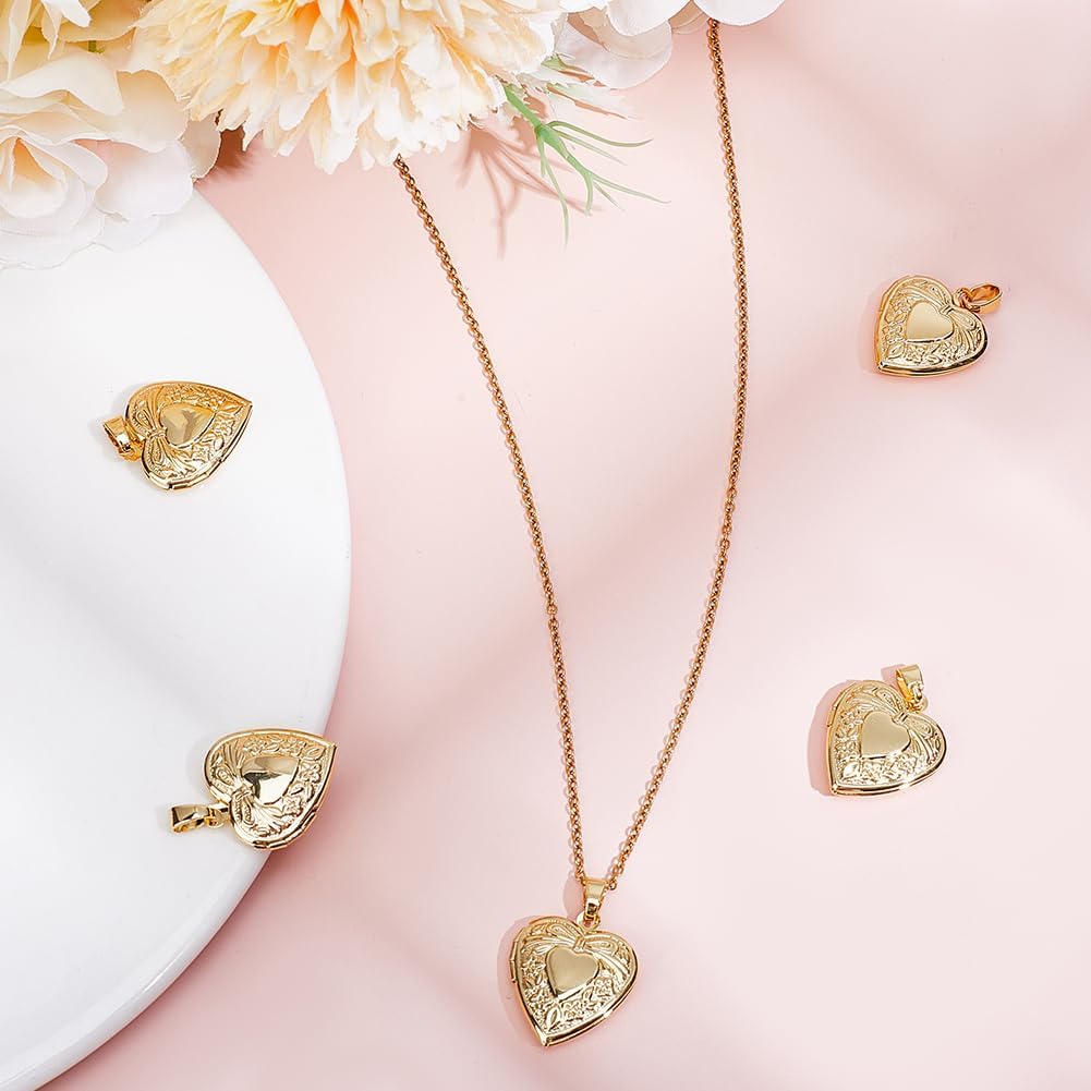 Beebeecraft 1 Box 6Pcs Love Pendant Charms Real 18K Gold Plated Brass Openable Collection Photo Frame Locket Charms for DIY Necklace Jewelry Making