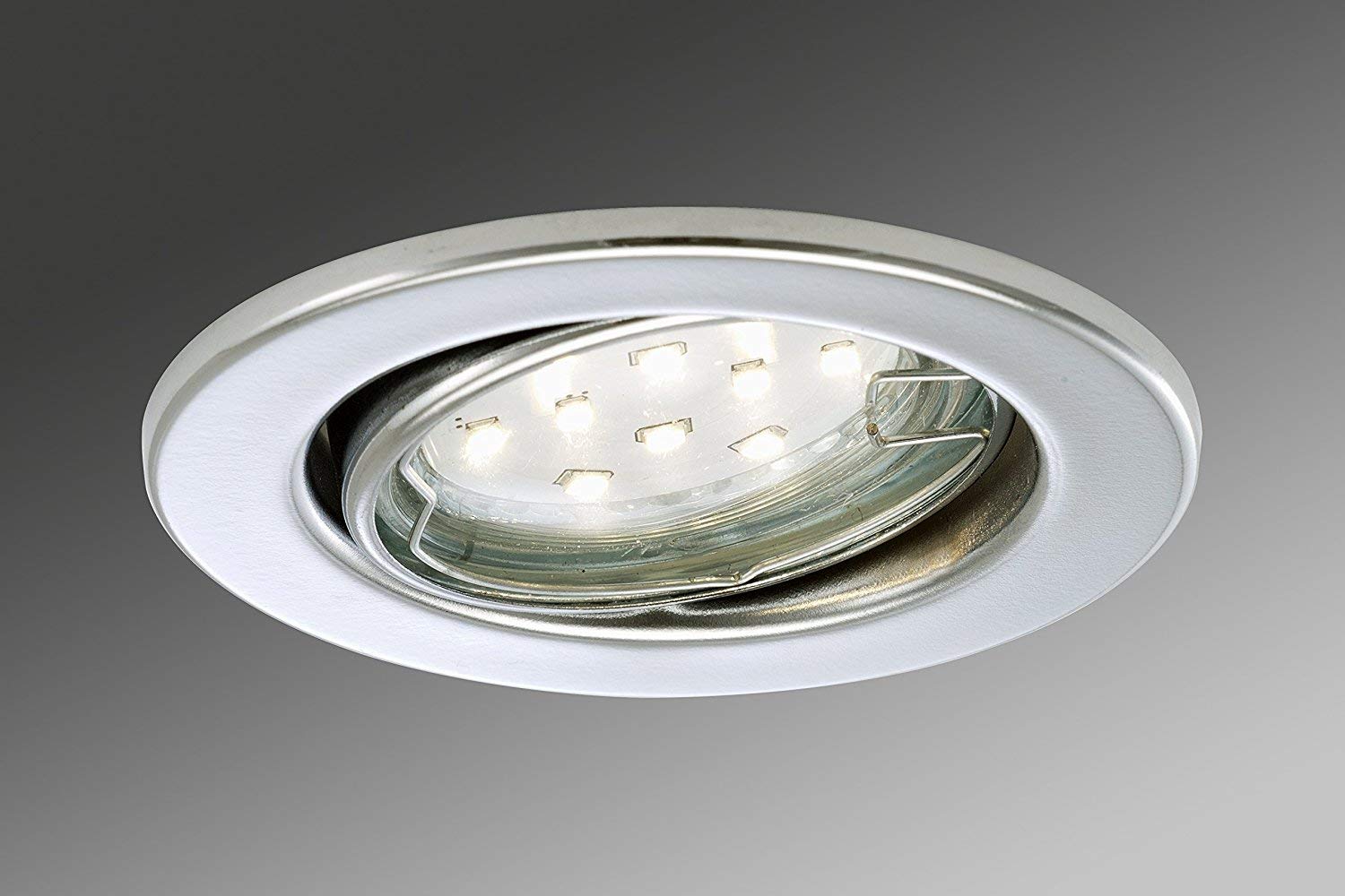 Trango 6 pack Spots encastrés à LED ultra-plats, luminaires encastrés, plafonnier 6729-068MOSD in Chom avec 6x module LED dimmables uniquement plafonnier encastré de 30mm, spots encastrés