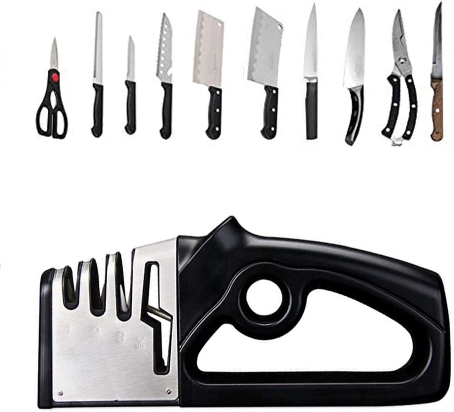 Knife Sharpener, Kitchen Knife Sharpener, Quick Sharpening, Suitable for Ceramic Knives, Steel Knives and Scissors.
