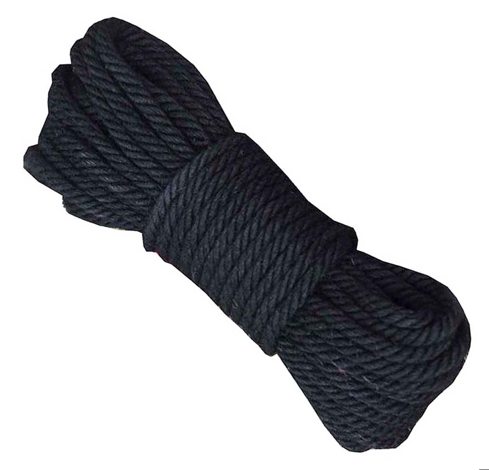 100% Natural Hemp Rope, 10 mm (0.4 Inch) × 20 m (65 Feet) Jute Rope for Bind, Yard Garden Decoration, Pet Toy Ropes, Black