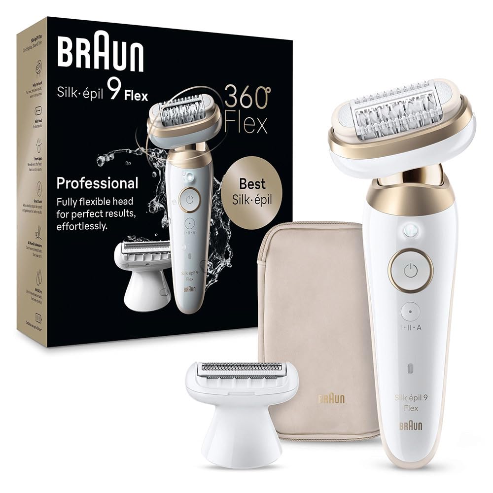 Braun Seda·épil 9 Flex, depiladora con cabeza flexible de 360° para una fácil depilación, depilación húmeda y seca, piel lisa durante mucho tiempo, 9-011 3D, dorado