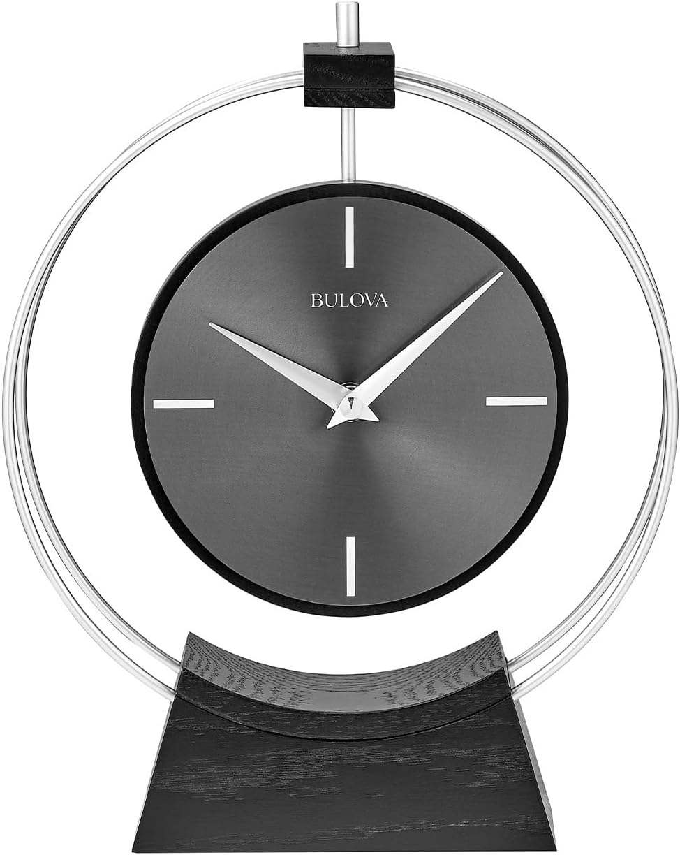 Aire Silver Modern Desk Clock by Bulova