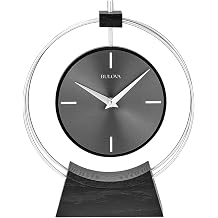 Aire Silver Modern Desk Clock by Bulova