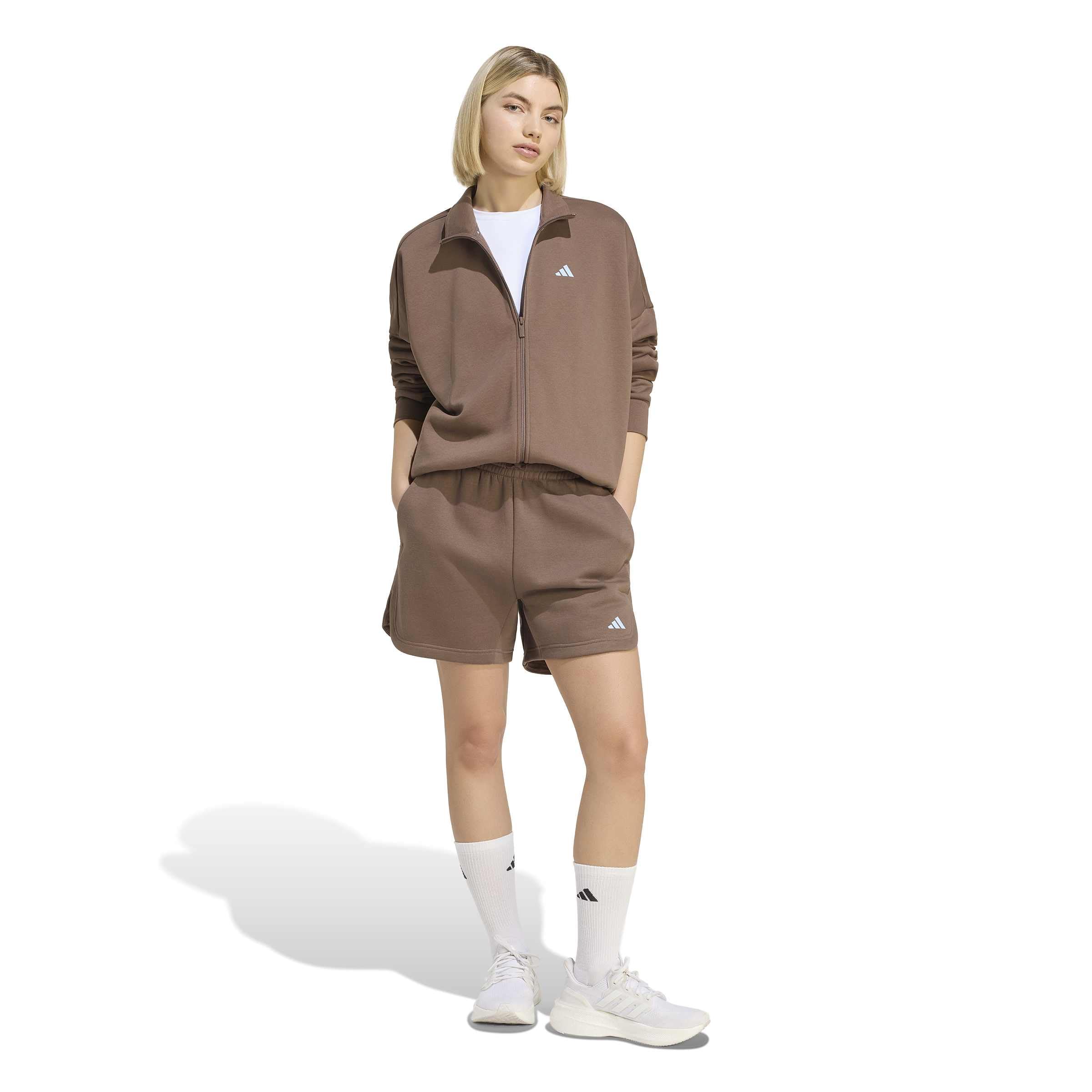 adidas Kobiety 3 Stripes Studio Tracktop Sweatshirt, earth strata, L