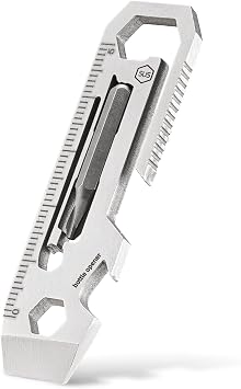 KeyUnity KR03 EDC Pry Bar Multitool with Flathead and Phillips Screwdriver Bottle Opener Wrenches and Ruler Compact Pocket Tool for Everyday Carry and Camping Gear