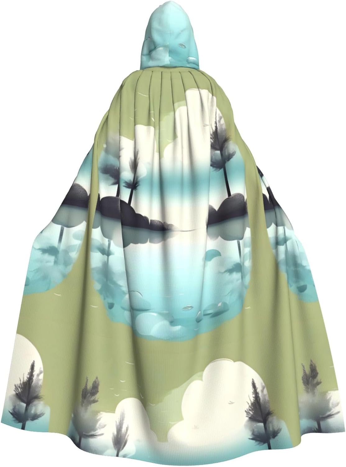 Tranquil Lakes Men Women Halloween Role Play Party Decoration Hooded Poncho Black