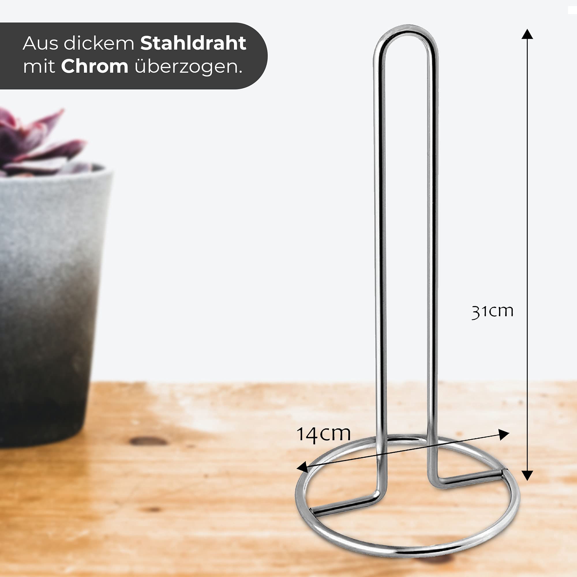 Porta Rotolo Da Cucina Zimoer In Acciaio Inossidabile Argento – Supporto Per Carta Da Cucina O Igienica, Design Moderno, 33x15 Cm - 4