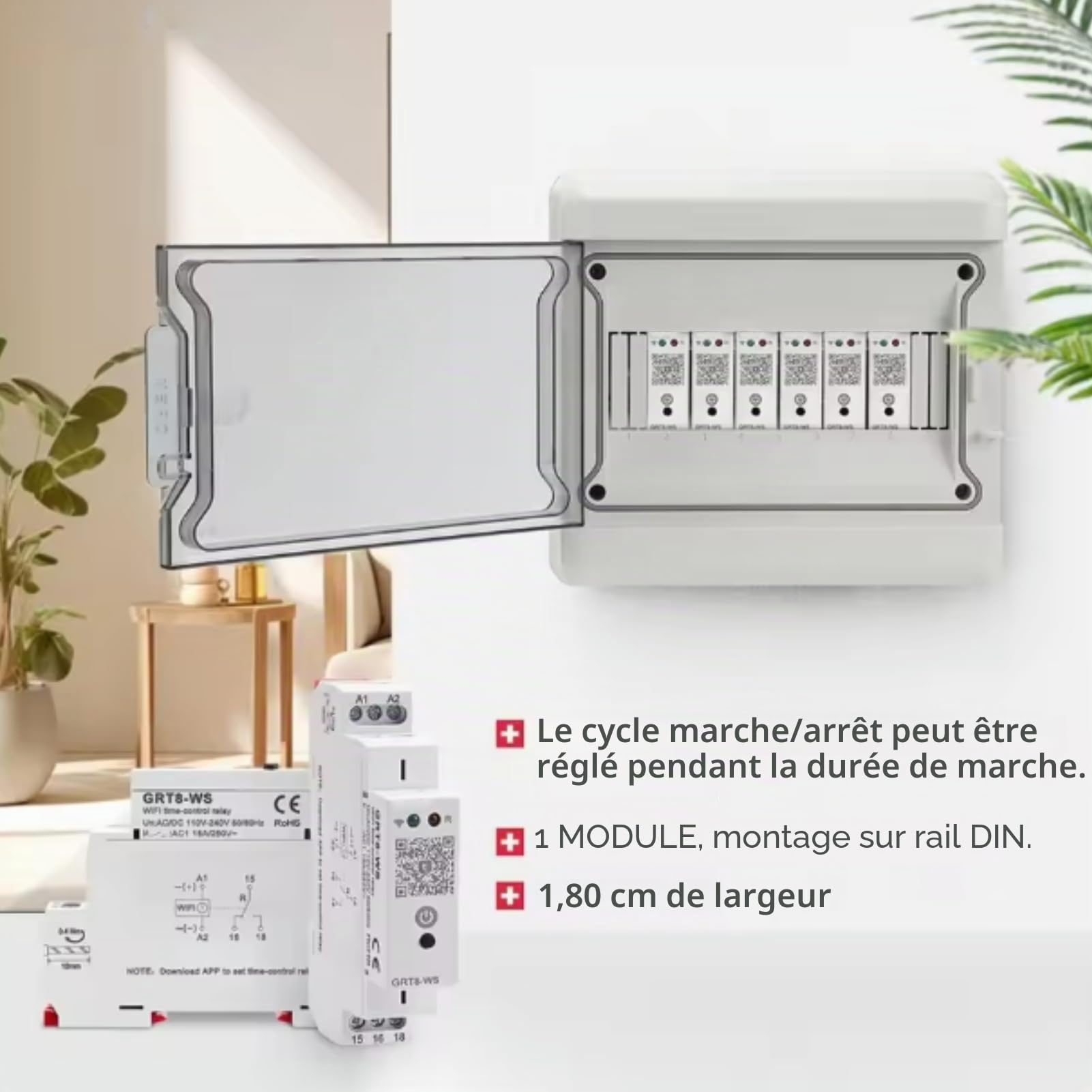 Jadeshay Minuterie Programmable Connectée, GRT8-WS Programmateur WiFi pour Télécommande Maison Connectée, Compatible avec TUYA, AC/DC 110-240V