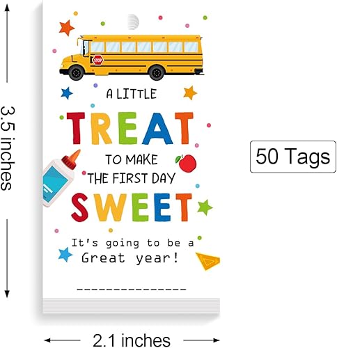 Miniatura 2 de Etiquetas para bolsas de regalo de regreso a clases, un pequeño regalo para hacer que el primer día de la escuela sea dulce y feliz, etiquetas de