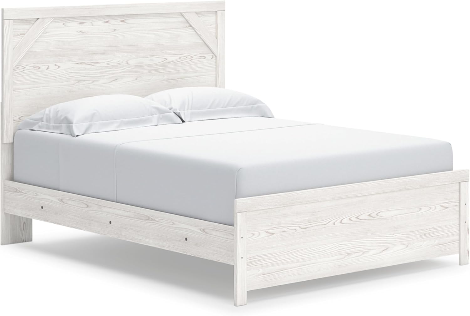Signature Design by Ashley Gerridan Queen Panel Bedframe, Farmhouse Gray | Engineered wood (MDF/particleboard) construction, Includes headboard, footboard and rails, Adjustable base compatible