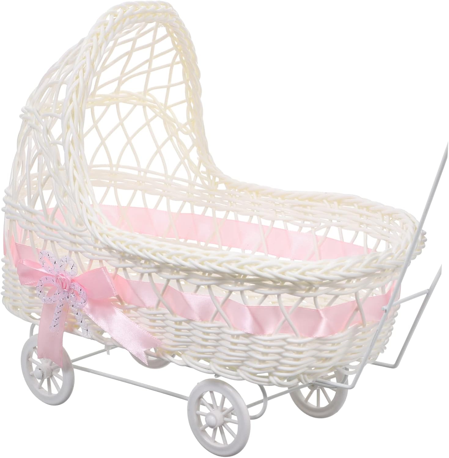 Baby Carriage Basket Woven Decorative Basket for Baby Shower Wedding Candy Serving Basket