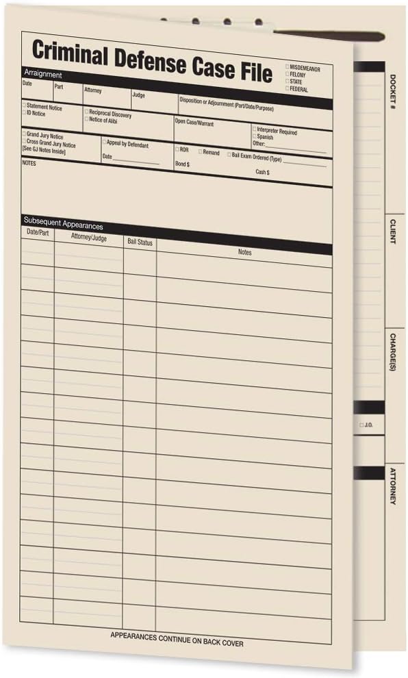 amazon com criminal defense case file folders 10 legal size 9 1 2 x 14 3 4 manila folders from blumberg s law products office products