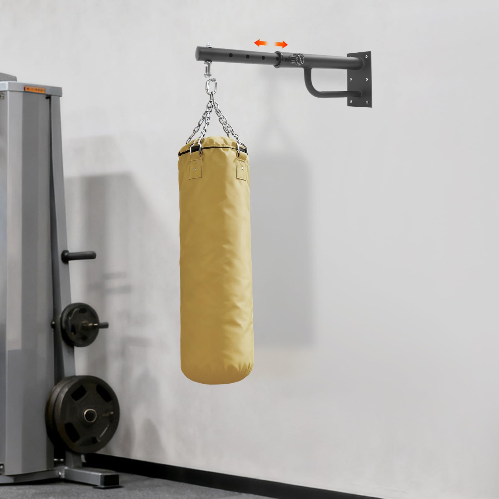 Soporte de pared para saco de boxeo de 5 niveles, gancho giratorio 360°, capacidad 150 kg