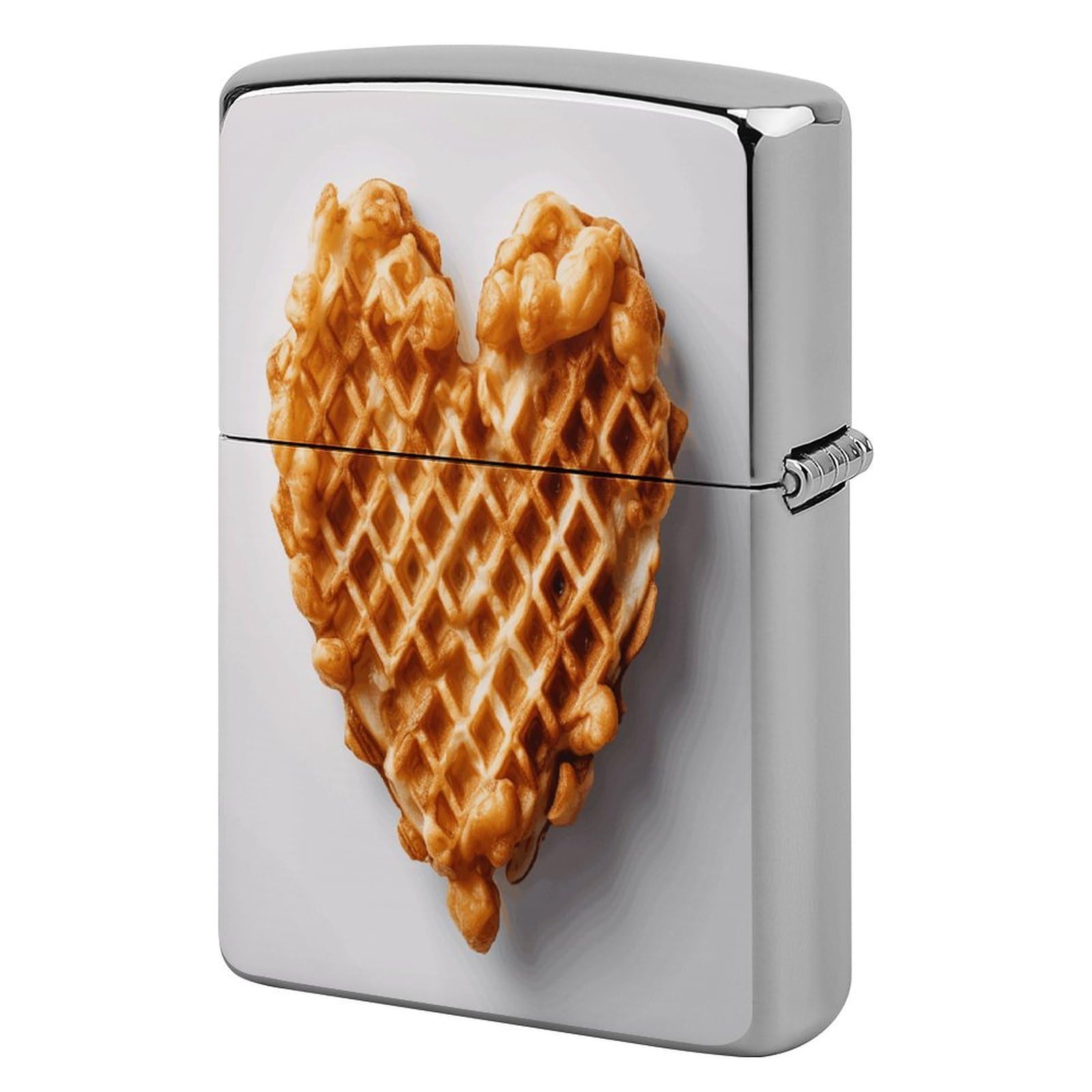 Btcowzrv Style Heart Shaped Waffles Metal Lighter Case Sleeve Cover Holder