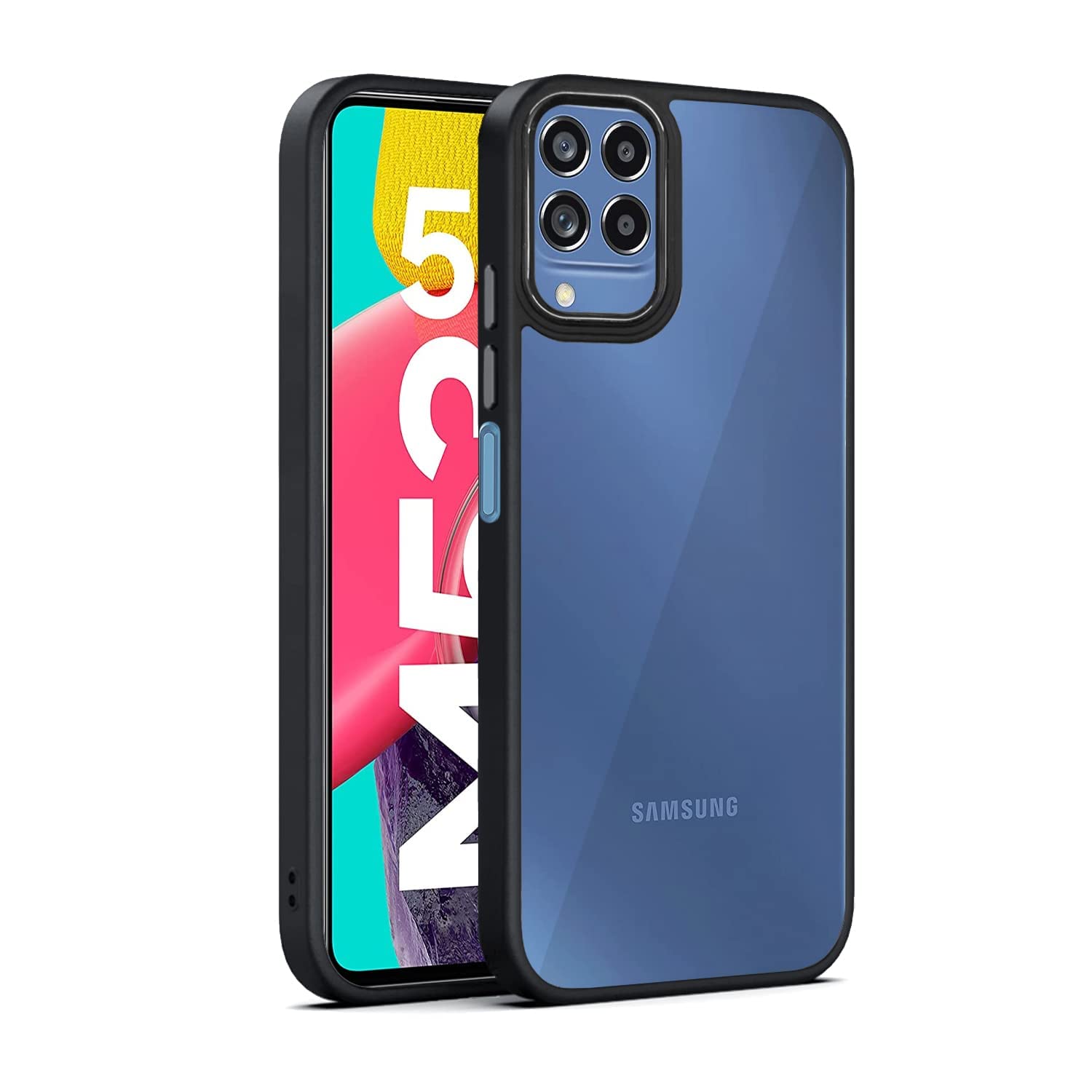 Amazon Brand - Solimo Electroplated Chrome Ring Raised Edges Super Soft Side TPU Bumper Case for Samsung Galaxy M53 5G - Black (B0BS734GPY) Amazon Price History, Amazon Price Tracker