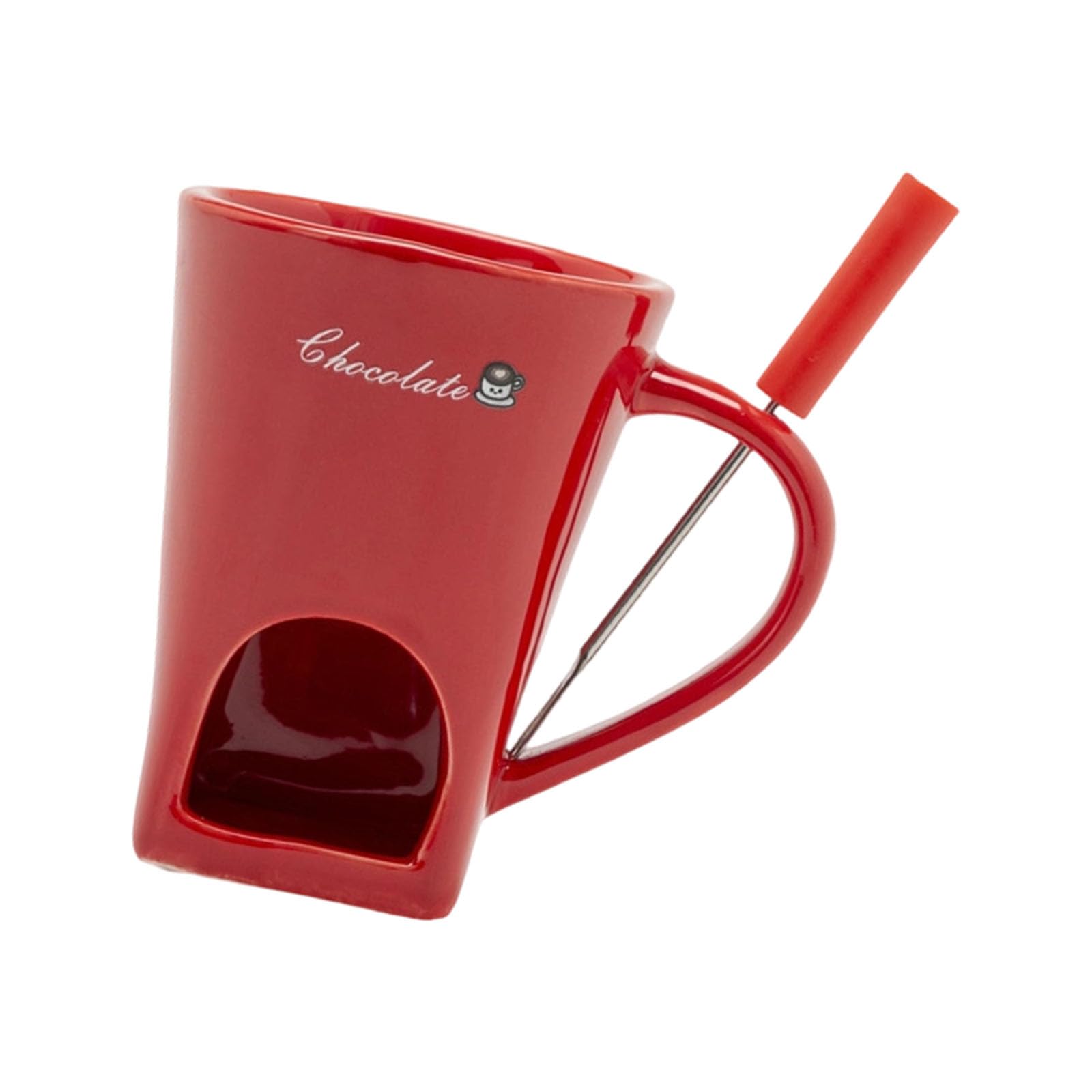 Xjdzineq Ceramic Fondue Mug for Chocolate Cheese Melting with Fork Included Parties Chocolate Melting Pots