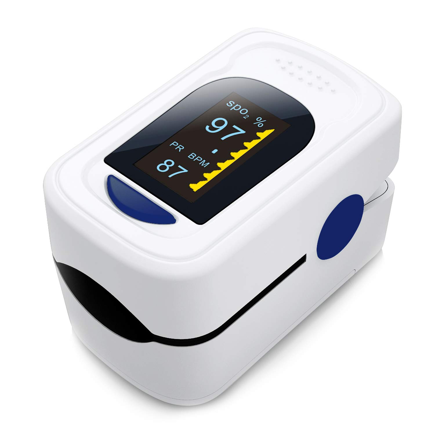 Pulse Oximeter, Festnight Digital Fingertip Pulse Oximeter OLED Display Blood Oxygen Sensor Saturation SpO2 Monitor Measurement Meter with SpO2 Wave Form Beep Sound for Nursing Home Sports Lover