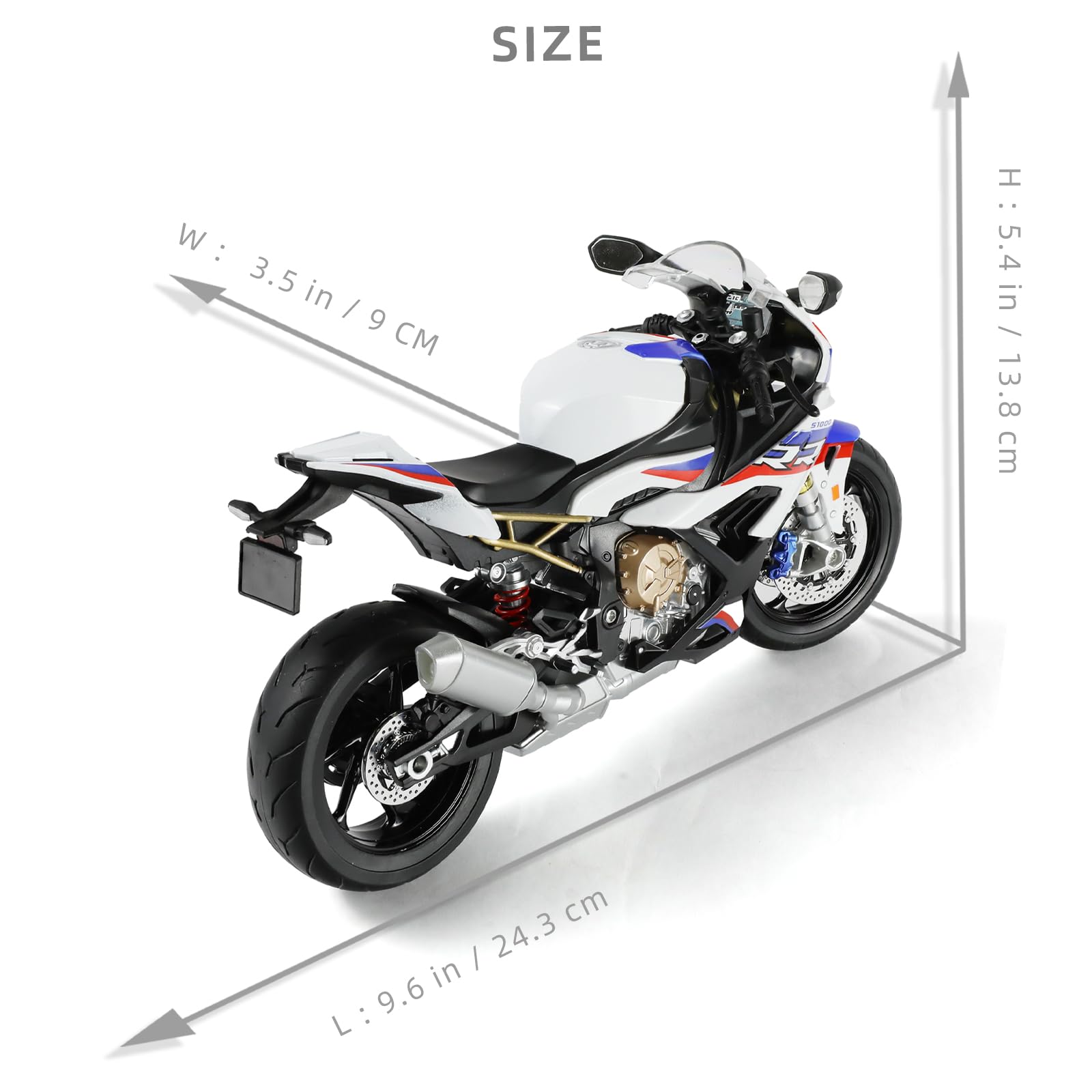 Risopen 1:9 Motorcycle Model Compatible for BMW S1000RR Metal Die-cast Motorcycle Model No Assembly Required Mini Finished Moto Gift for Adult(White) - Image 2