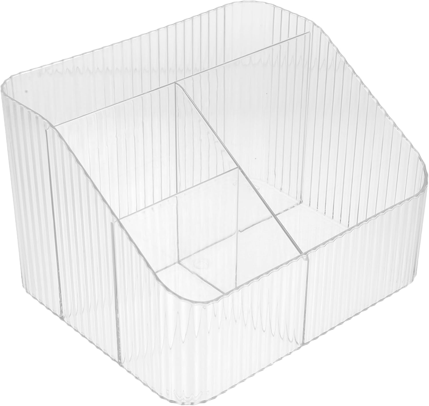 Remote Control Storage Box Desktop Organizer for Sundries Multi Compartment Vanity Organizer Holder for Pens and Cosmetics Home and Office Use Transparent