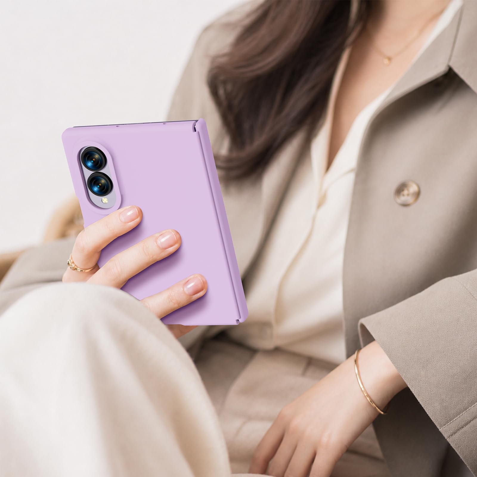 GOODVISH Custodia per Samsung Z Fold8 con 2 pellicole protettive, viola | Custodia magnetica 3 in 1 per Galaxy Z Fold8 Wide, custodia protettiva per fotocamera, fodera in morbida microfibra, antiurto