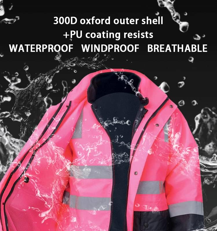 Miniatura 4 de SMASYS Chaqueta Reflectante de Alta Visibilidad Oxford Doble Gruesa de Seguridad, Clase 3 ANSI, Ropa de Protección para Construcción