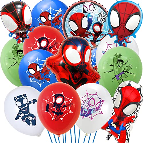 Generic HAOHAO1234 Spider His Amazing Friends Decorations Balloons,45 Pcs Superhero Balloons With Spider Foil Balloons For Spider Party Decor Superhero Party Supplies cover