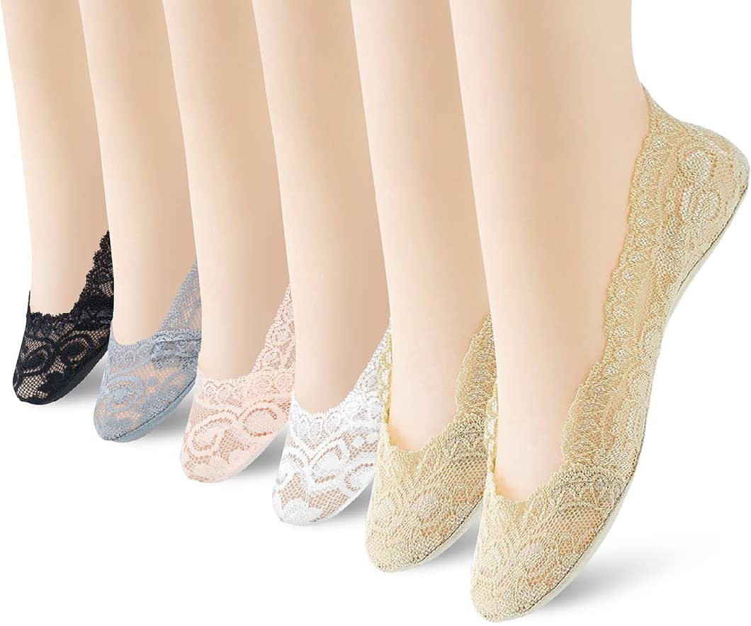 ghelonadi 3 Pair boat cut socks Anti slip socks for women non slip socks for women no show socks for women low cut no show socks lace low cut socks invisible socks Free Size [Multicolour]-picture-28