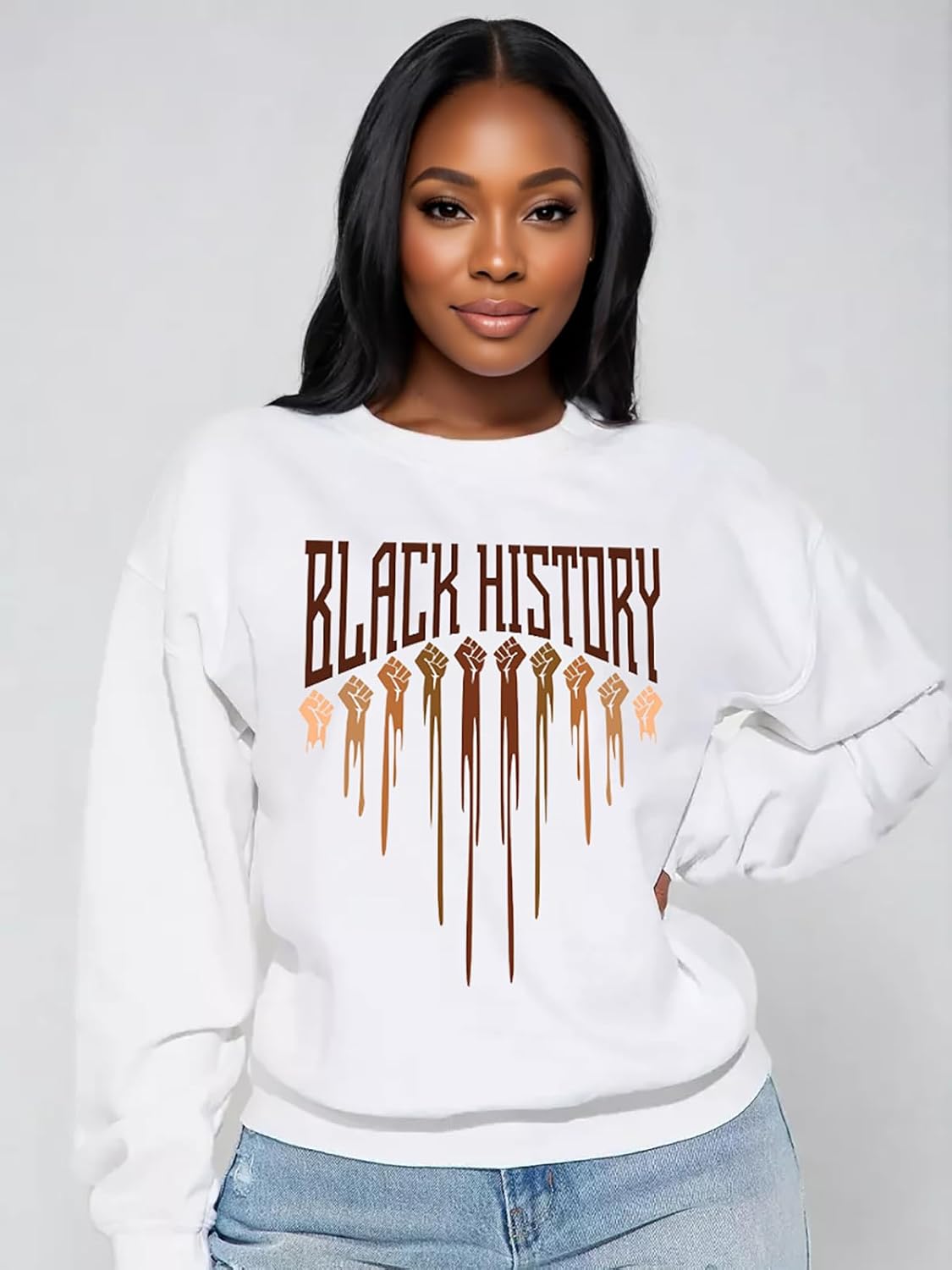 Black History Sweatshirts for Women Long Sleeve Black History Month Shirts African American Culture Proud Pullover Tops - Image 2