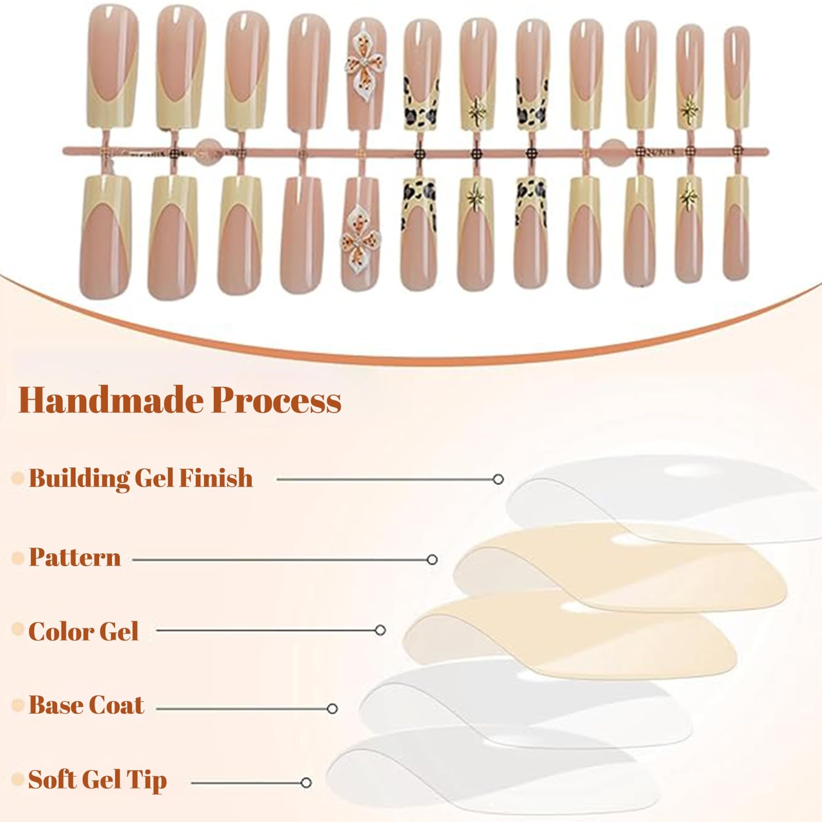 24-Piece Long Square Press-On Nails with 3D Floral Design, Glossy Leopard Print and Rhinestone Accents - Image 4