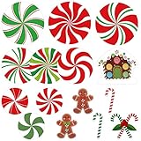30 Pieces Peppermint Cutouts Gingerbread Men Cutouts Candy Canes Cutouts Christmas Cutouts with 60...