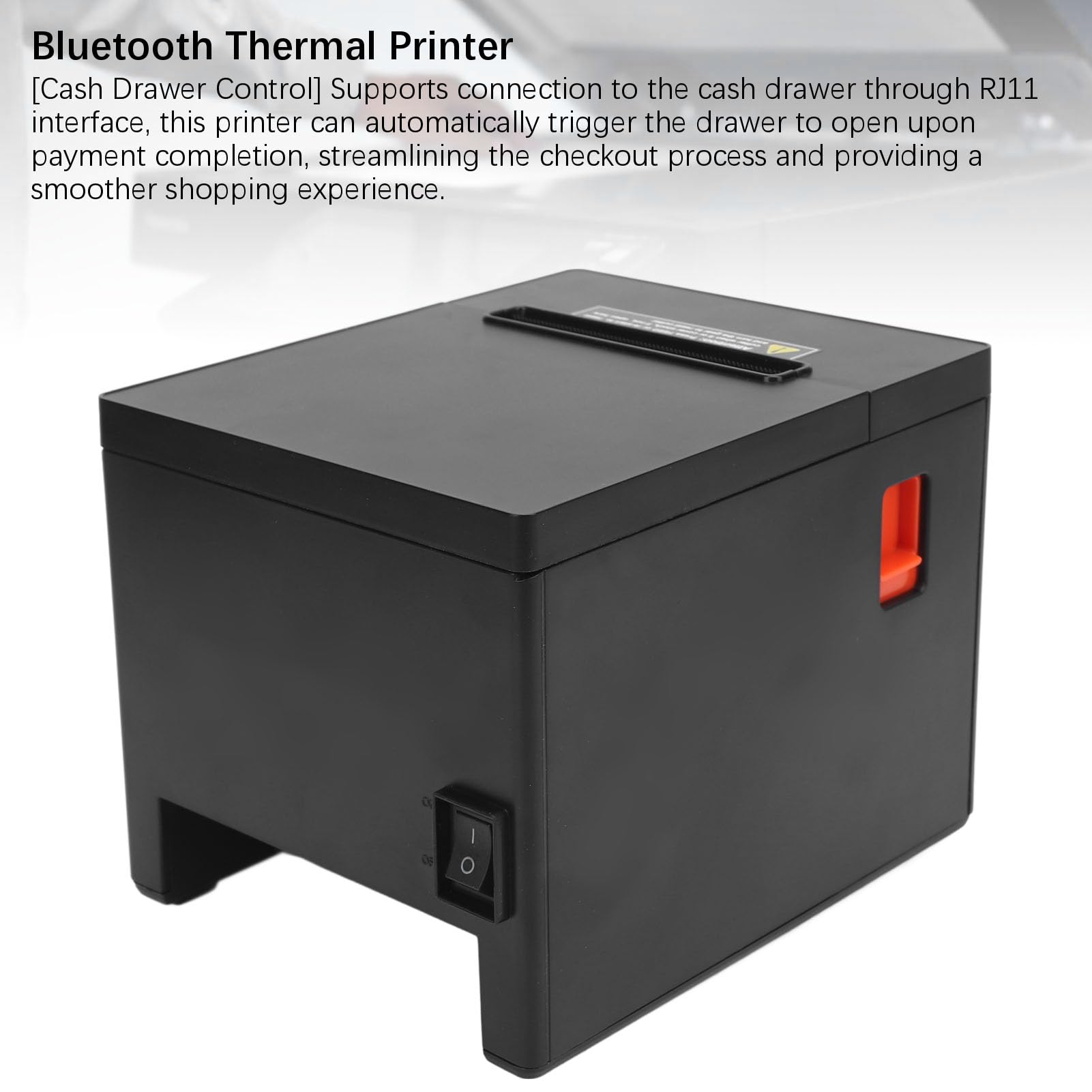 GOWENIC 80mm Thermal -Quittungsdrucker, POS -Quittungsdrucker mit USB- und Bluetooth -Verbindung, Unterstützung bei der Geldschublade, Grafikdruck (EU-Stecker)