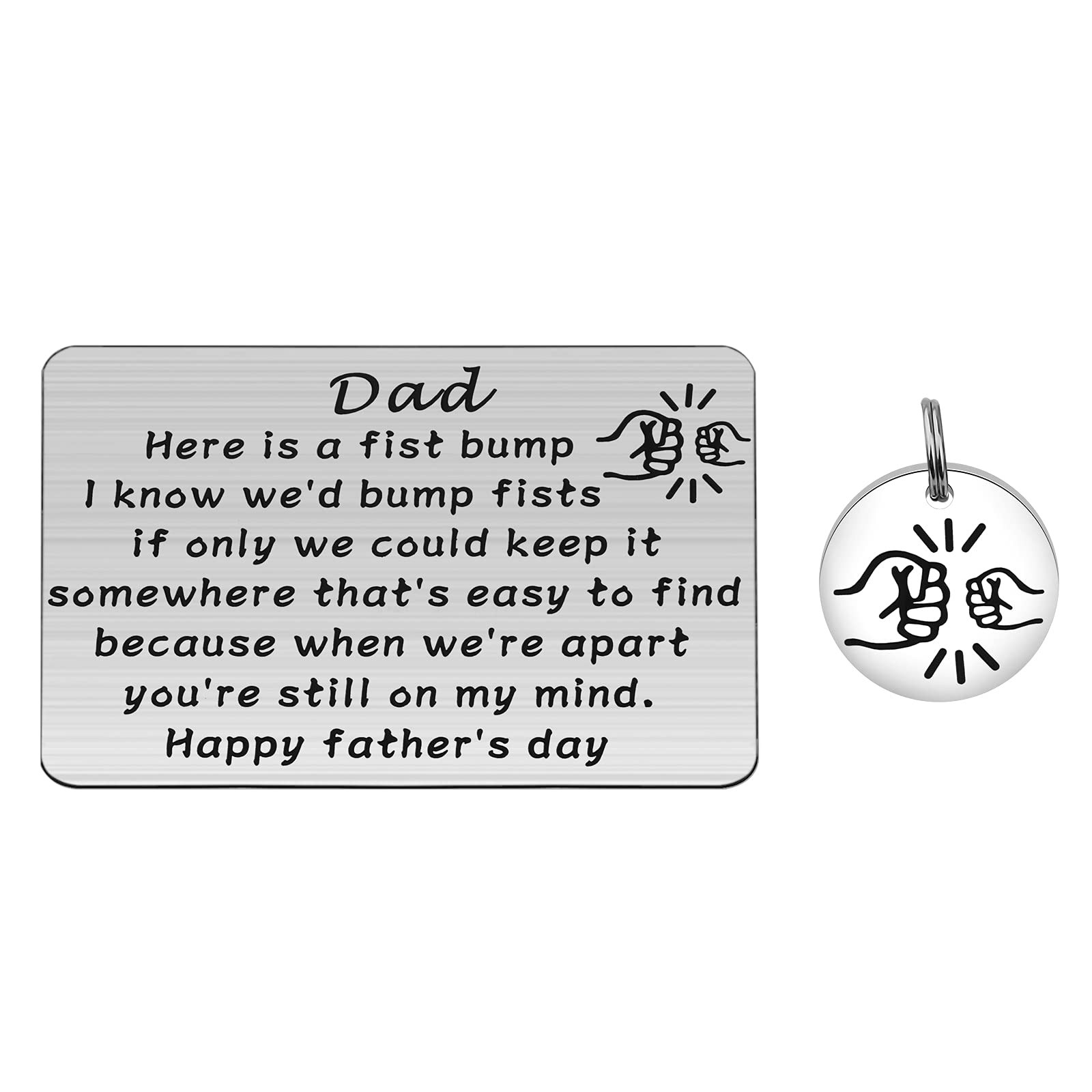 PENQI Dad Father’s Day Wallet Card Fist Bump Daddy Jewelry Father Gift From Daughter Son (fist bump dad wallet card)