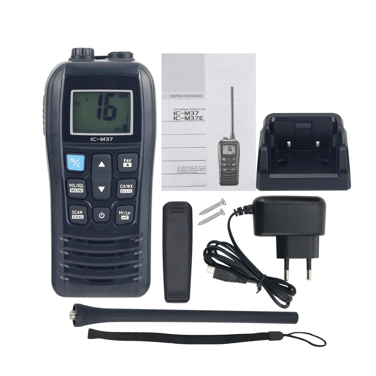 IC-M37 6W 5KM Transceiver VHF Ręczny nadajnik-odbiornik morski Statek Walkie Talkie Radio VHF Do użytku przemysłowego i zewnętrznego